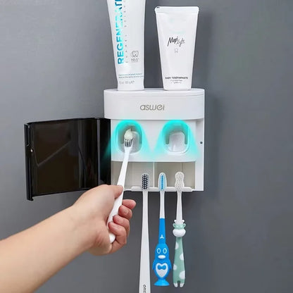 Wall Mounted Toothpaste Squeezer Automatic Toothpaste Dispenser Magnetic Toothbrush Holder Toothpaste Rack Bathroom Accessories