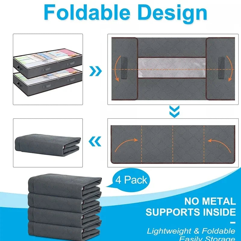 1/2pc Underbed Quilt Storage Bag Large Capacity Non-woven Foldable Clothing Sorting Bag Dustproof Storage Box Wardrobe Organizer
