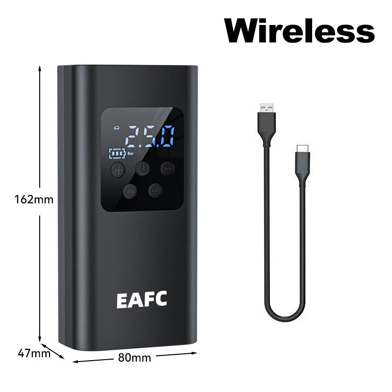 Wireless/Wired Electric Tire Inflator LCD Digital Display Portable Tyre Inflator with LED Light Digital Inflator Inflatable Pump