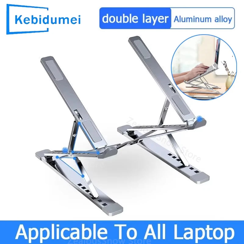 Adjustable Laptop Stand Aluminum For Macbook Levels Double Folding Computer PC Tablet Stand Notebook Pad Holder Heat Dissipation
