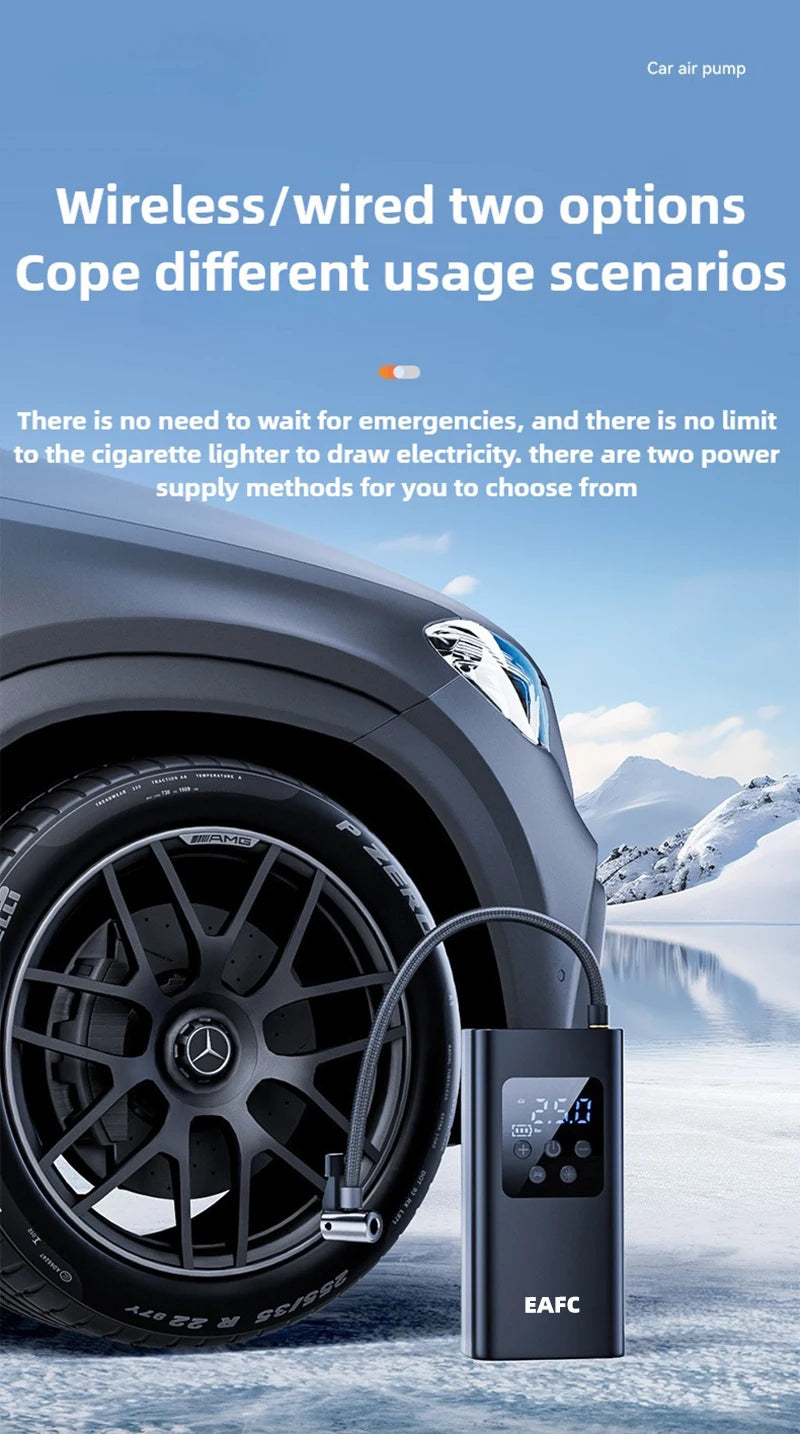 Wireless/Wired Electric Tire Inflator LCD Digital Display Portable Tyre Inflator with LED Light Digital Inflator Inflatable Pump