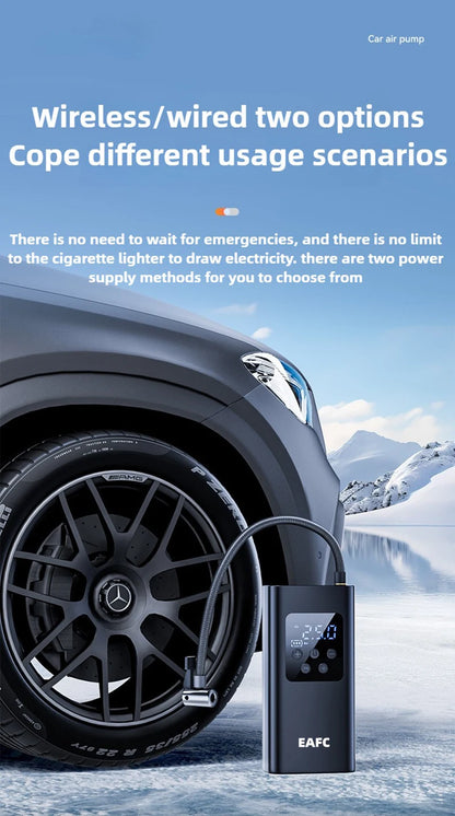 Wireless/Wired Electric Tire Inflator LCD Digital Display Portable Tyre Inflator with LED Light Digital Inflator Inflatable Pump