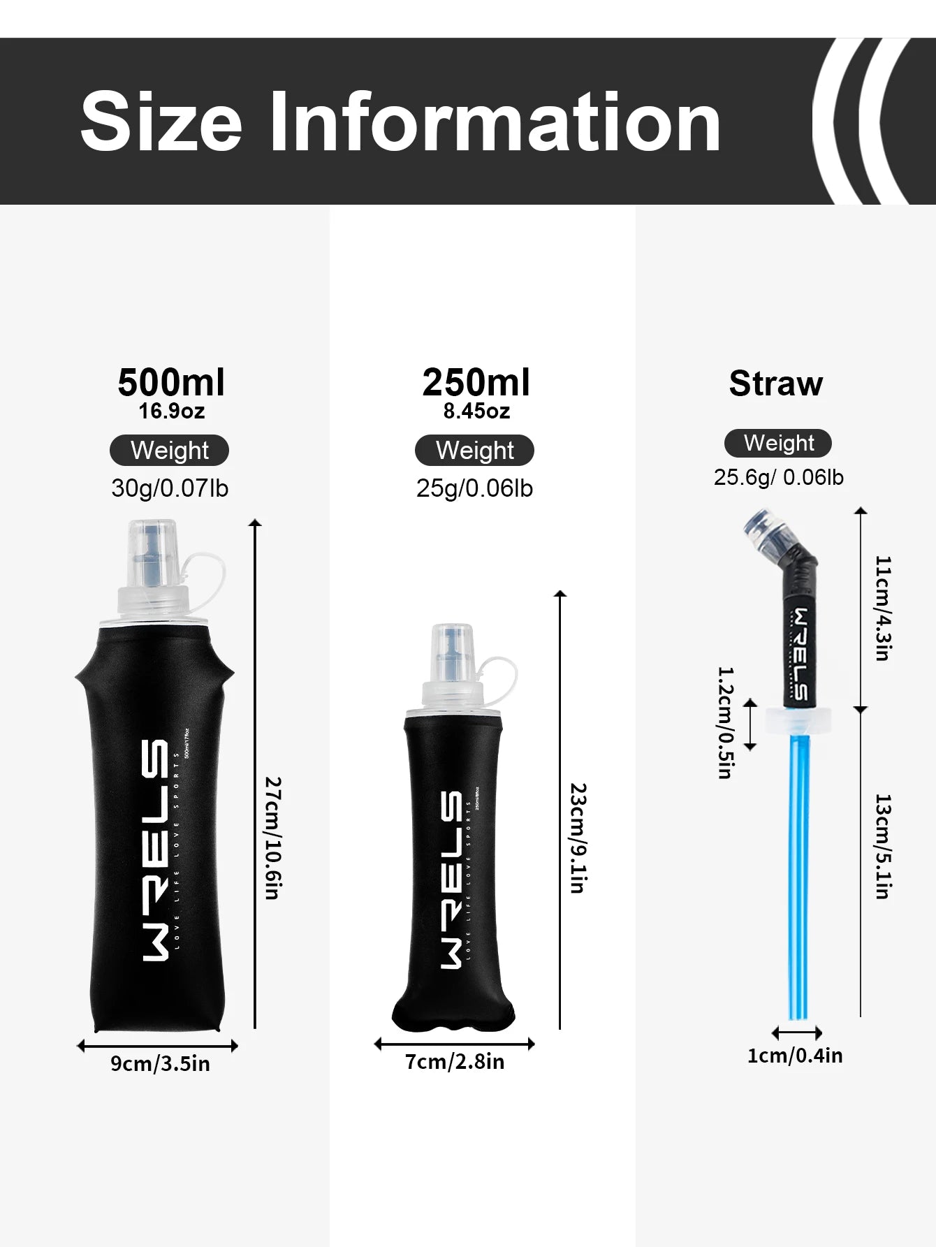 WRELS Sports Water Bottle Large Capacity Motivational Portable Water bottle Outdoor Sport Fitness BPA Free Folding Water Bottle