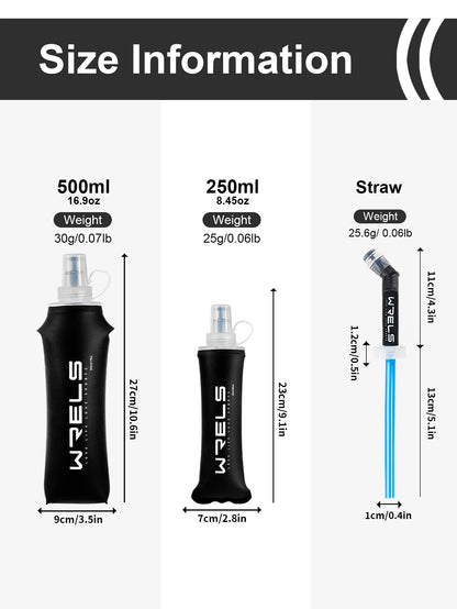 WRELS Sports Water Bottle Large Capacity Motivational Portable Water bottle Outdoor Sport Fitness BPA Free Folding Water Bottle