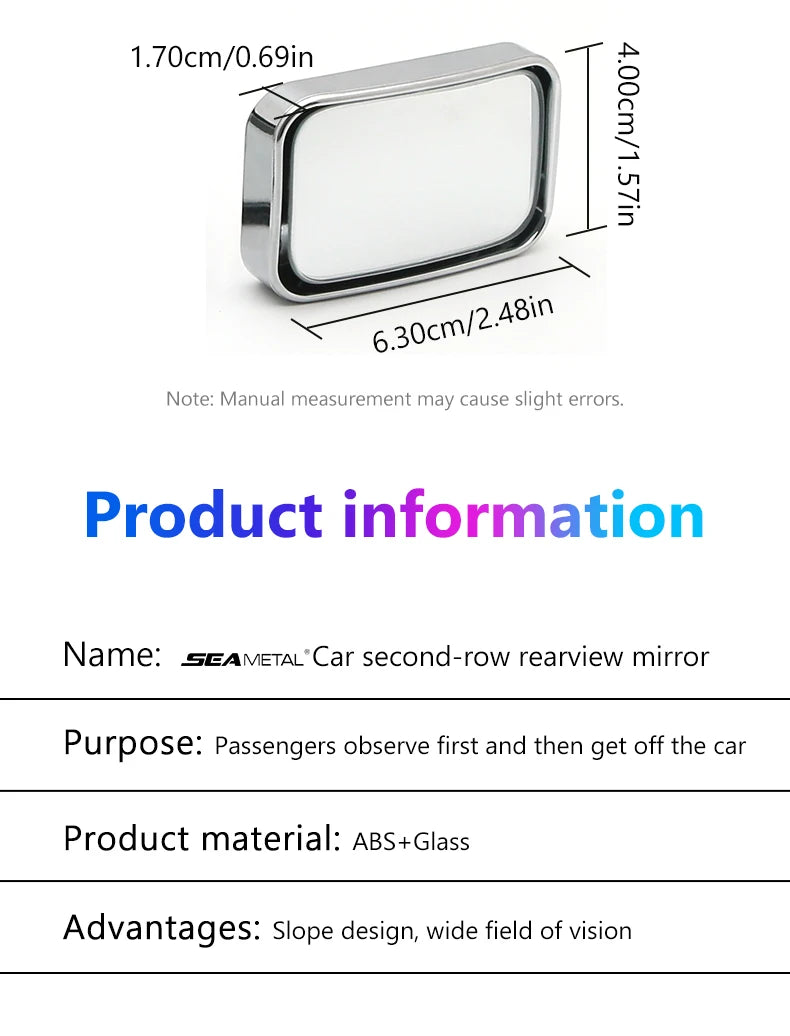 SEAMETAL 2pcs Car Mirror Wide Angle Car Blind Spot Mirrors 360 Degree Adjustable Observe HD Rearview Mirrors Car Accessories