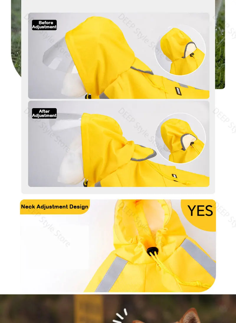 2026 New Waterproof Reflective Dog Raincoat Hooded Summer Lightweight Puppy Rain Poncho Outdoor Pet Rain Jacket For Small Dogs