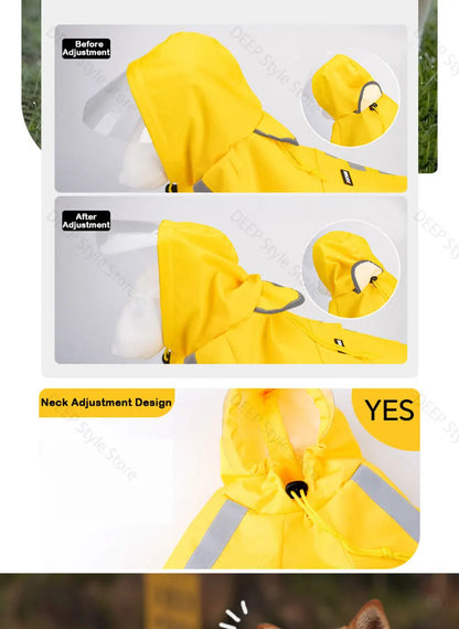2026 New Waterproof Reflective Dog Raincoat Hooded Summer Lightweight Puppy Rain Poncho Outdoor Pet Rain Jacket For Small Dogs