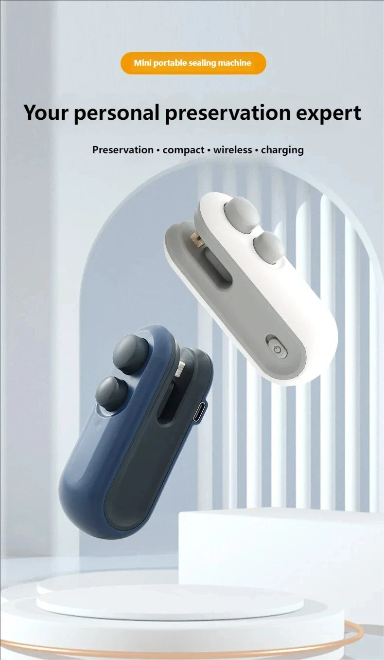 Mini Sealing Machine USB Rechargable Heat Sealer Storage Bag Plastic Package Food Sealer Clip Bag Handheld Food Heat Sealer