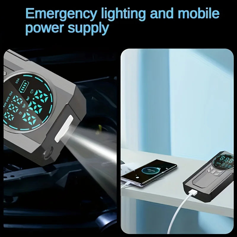 3 In 1 Portable 12V Car Jump Starter Power Bank Air Compressor Cordless Electric Car Air Pump With Emergency Start Power Supply