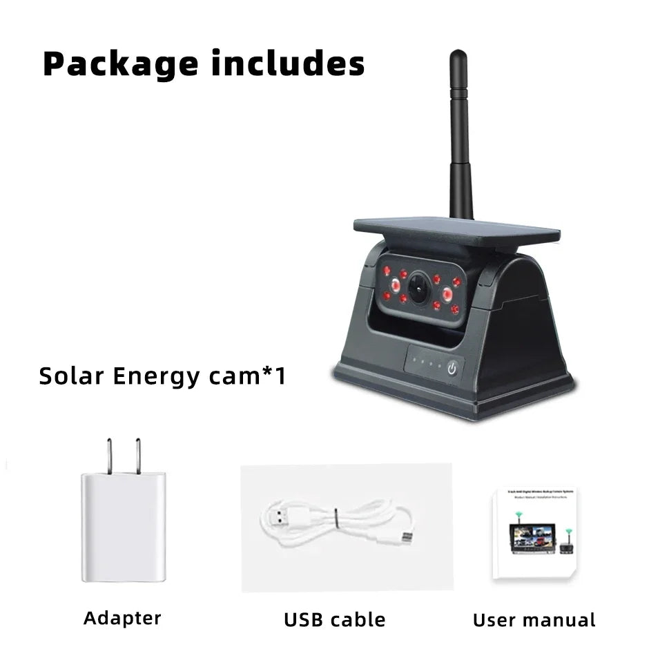 WiFi Wireless  Solar Backup Camera Magnetic BaseAI Blind Spot Alarm Backup for IPhone Android Bus Van Truck RV Front Rear View