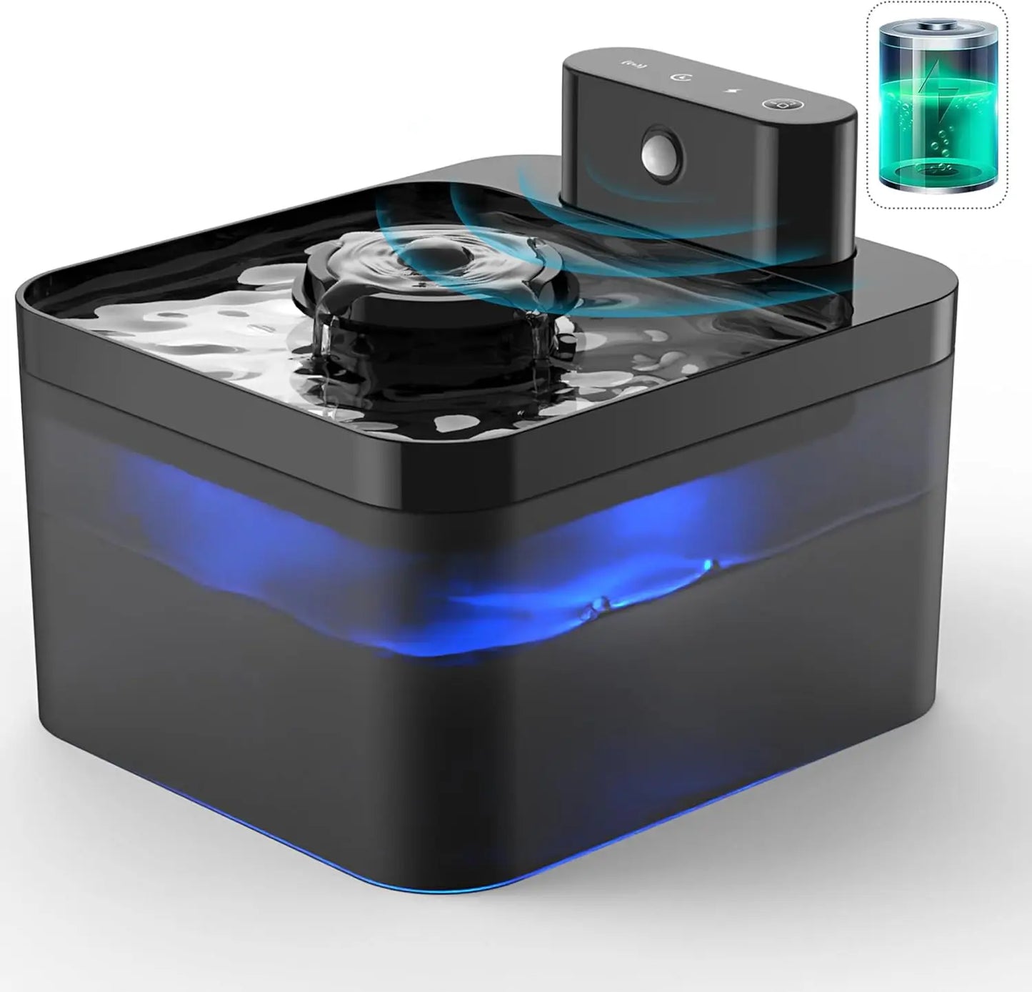 Smart Wireless Cat Water Fountain Cordless Rechargeable Battery Operated 2.2L Automatic Pet Water Dispenser with Motion Sensor
