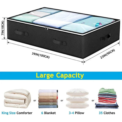 1/2pc Underbed Quilt Storage Bag Large Capacity Non-woven Foldable Clothing Sorting Bag Dustproof Storage Box Wardrobe Organizer