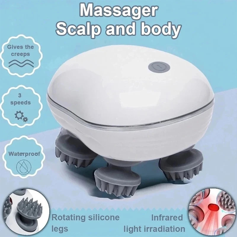 Electric Scalp Massager Head Massage Device Adjustable Speed Deep Tissue Vibration Hair Growth Relaxation Waterproof Tool