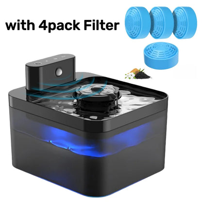 Smart Wireless Cat Water Fountain Cordless Rechargeable Battery Operated 2.2L Automatic Pet Water Dispenser with Motion Sensor