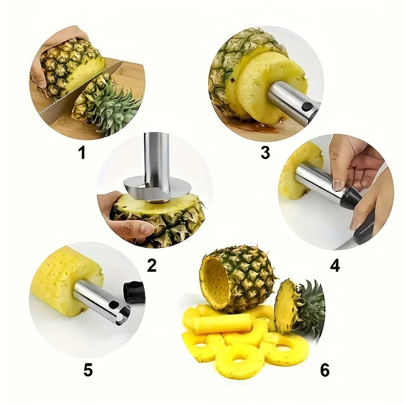 A Stainless Steel Pineapple Corer And Slicer That Is Ergonomically Designed for Comfort. This Multifunctional Tool