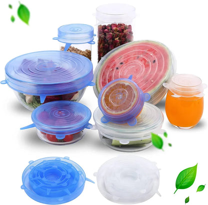6PCS Food Grade Silicone Bowl Covers – Universal Elastic Round Lids with Airtight Seal – Reusable Kitchen Food Savers