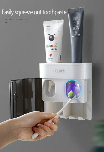 Wall Mounted Toothpaste Squeezer Automatic Toothpaste Dispenser Magnetic Toothbrush Holder Toothpaste Rack Bathroom Accessories