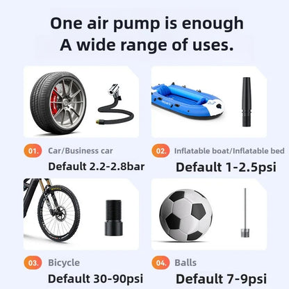 Wireless/Wired Electric Tire Inflator LCD Digital Display Portable Tyre Inflator with LED Light Digital Inflator Inflatable Pump