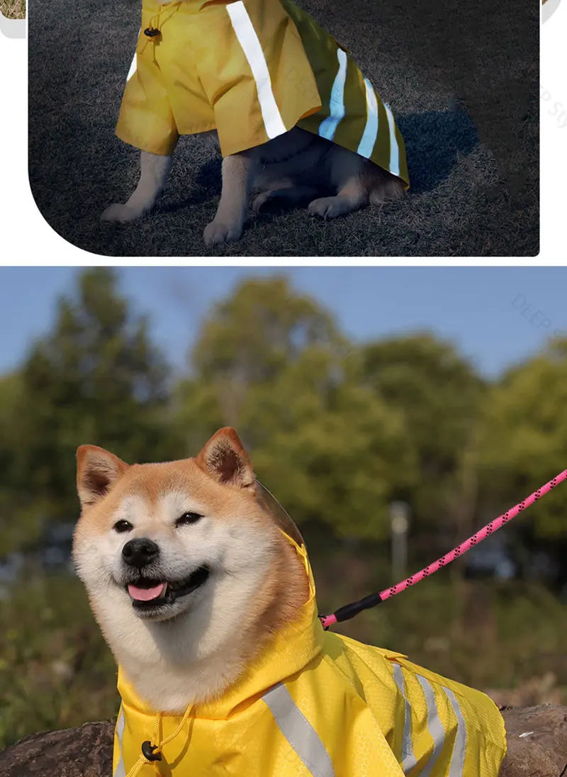 2026 New Waterproof Reflective Dog Raincoat Hooded Summer Lightweight Puppy Rain Poncho Outdoor Pet Rain Jacket For Small Dogs