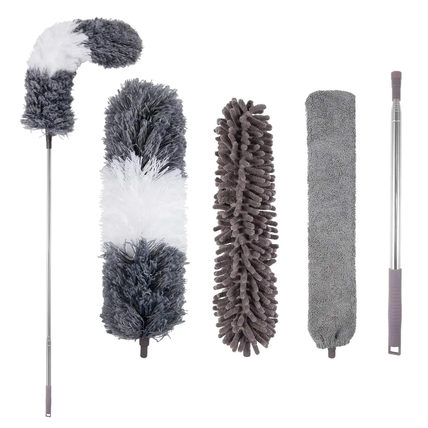 Retractable Microfiber Gap Dust Cleaner with Extension Pole Reusable Bendable Long Handle Feather Duster Kit for House Cleaning