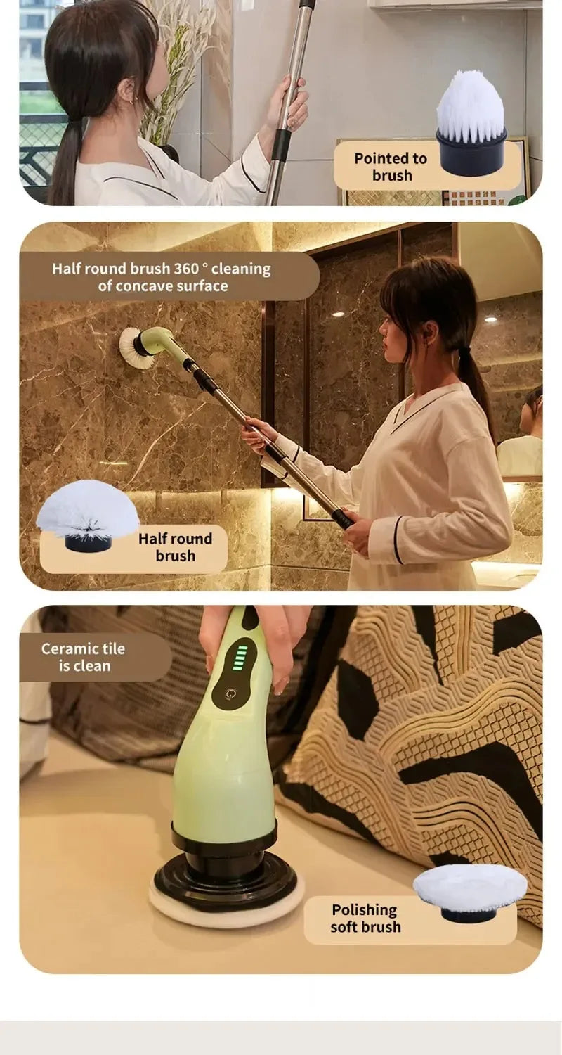 Multifunctional Electric Cleaning Brush Electric Cordless Spin Scrubber Toilet Mops Portable Cleaning Tool For Kitchen/Bathroom