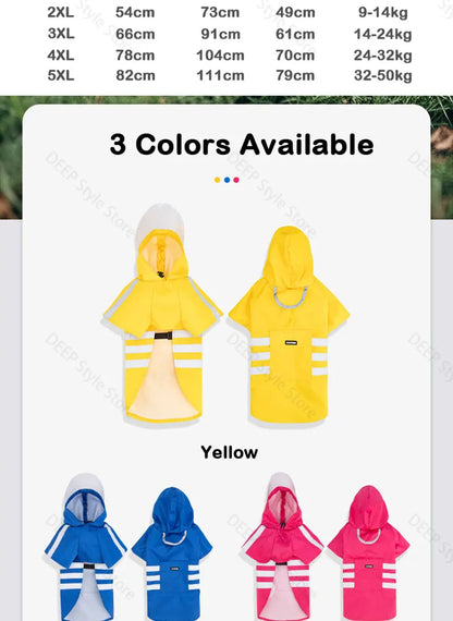 2026 New Waterproof Reflective Dog Raincoat Hooded Summer Lightweight Puppy Rain Poncho Outdoor Pet Rain Jacket For Small Dogs