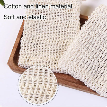 Natural Cotton Linen Foaming Soap Bag Saver Net Mesh Massage Exfoliator Pouch Bathing Bubble Maker Cleaning Tool 1/2/5pcs