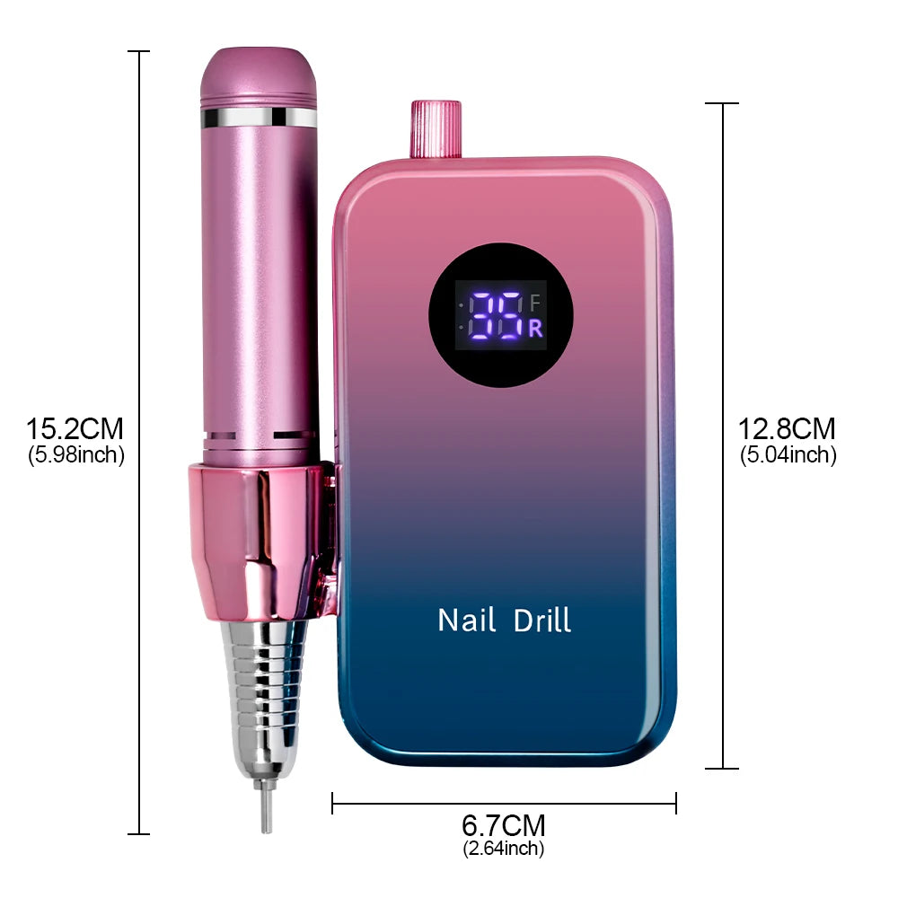 Professional 35000RPM Electric Nail Drill Rechargeable Electric Portable Nail Sander File Low Noise with Polishing Kit Tool