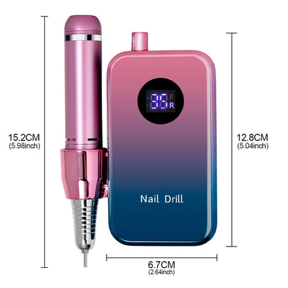 Professional 35000RPM Electric Nail Drill Rechargeable Electric Portable Nail Sander File Low Noise with Polishing Kit Tool