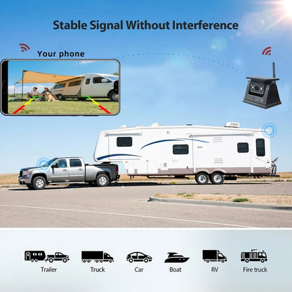 WiFi Wireless  Solar Backup Camera Magnetic BaseAI Blind Spot Alarm Backup for IPhone Android Bus Van Truck RV Front Rear View