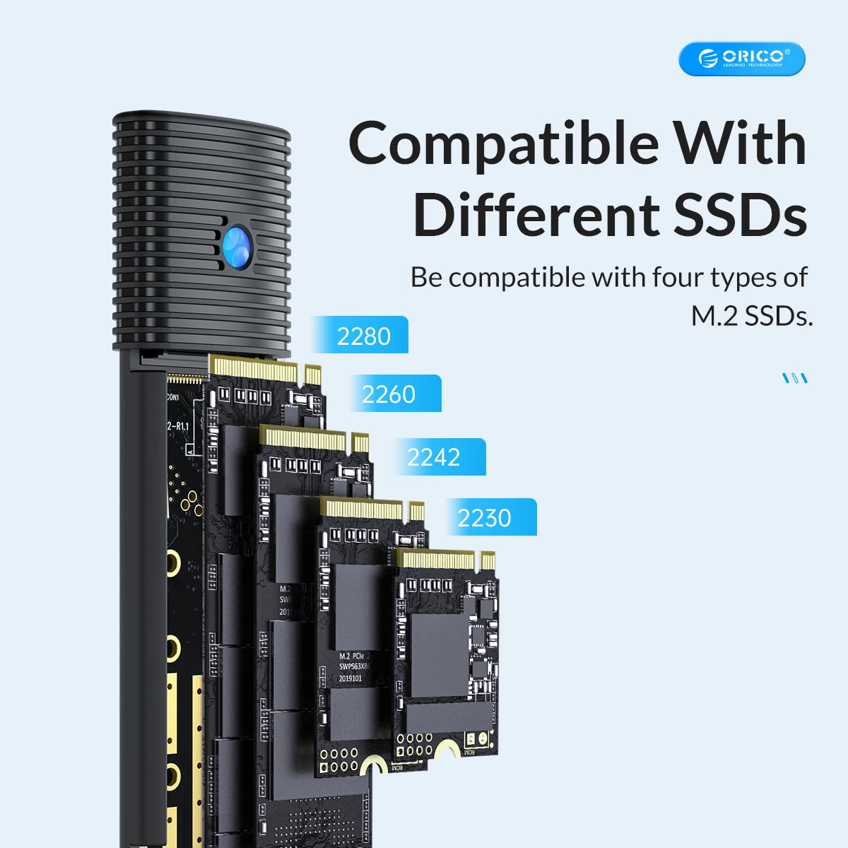 ORICO M2 NVMe SSD Enclosure 10Gbps PCIe M.2 NVMe SATA SSD Case Portable USB C 3.2Gen2 Tool Free External Adapter with Metal Heat