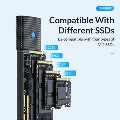 ORICO M2 NVMe SSD Enclosure 10Gbps PCIe M.2 NVMe SATA SSD Case Portable USB C 3.2Gen2 Tool Free External Adapter with Metal Heat