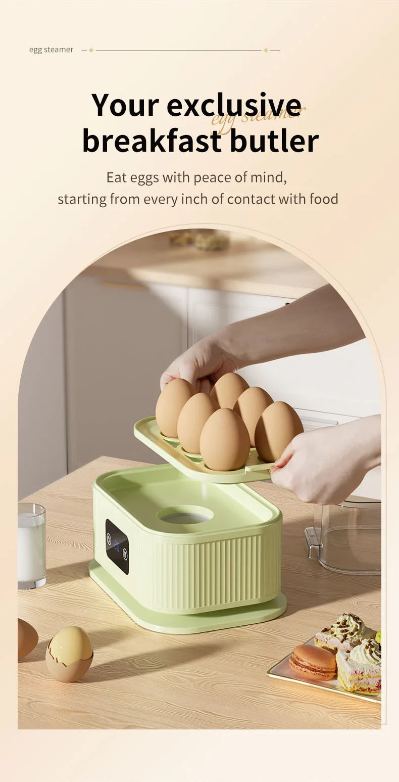 TINSOL Multifunctional Electric Egg Cooker Kitchen Breakfast Maker 200W High-Power Smart Egg Steamer with Timer Function