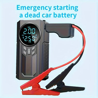 3 In 1 Portable 12V Car Jump Starter Power Bank Air Compressor Cordless Electric Car Air Pump With Emergency Start Power Supply