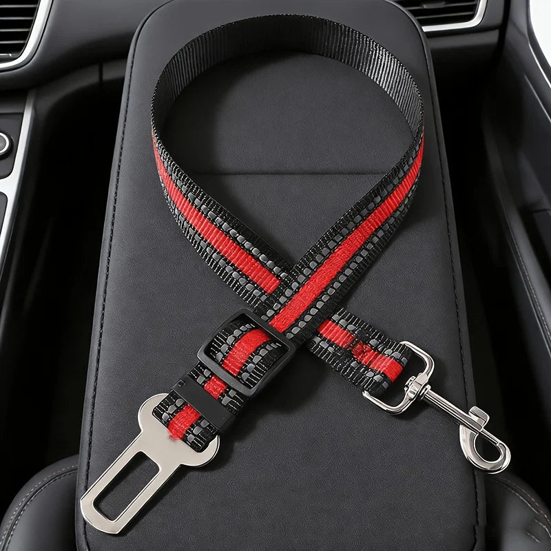 Pets Car Seat Belt, Attaches To Harness & Collar, Adjustable Travel Restraint Fits Small - Large Pups for Safety & Comfort