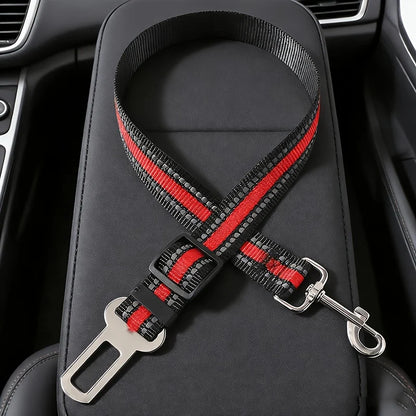 Pets Car Seat Belt, Attaches To Harness & Collar, Adjustable Travel Restraint Fits Small - Large Pups for Safety & Comfort