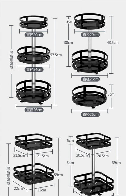 360°Rotation Spice Rack Non-Skid Organizer Jar Carbon Steel Storage Tray For Seasonings And Spices Cans For Kitchen Accessories