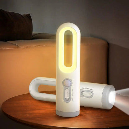 Portable 2 in 1 Flashlight Motion Sensor Night Light Bedroom Bathroom Reading Camping Lighting Baby Feeding Eye Care Bedside Lam