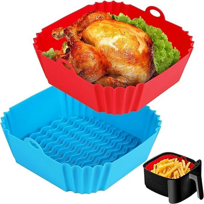 Silicone Air Fryer Liners, Replacement of Parchment Paper Liner - Reusable & Heat Resistant Air Fryer Silicone Baking Tray