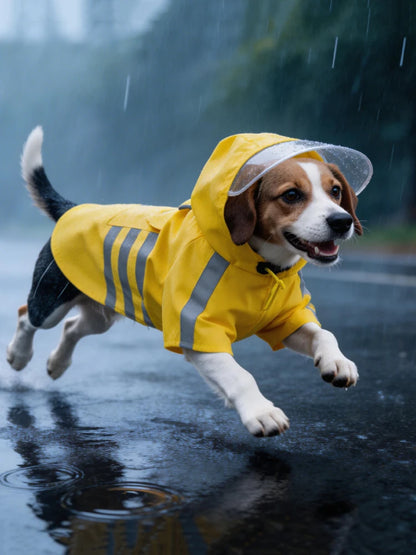 2026 New Waterproof Reflective Dog Raincoat Hooded Summer Lightweight Puppy Rain Poncho Outdoor Pet Rain Jacket For Small Dogs