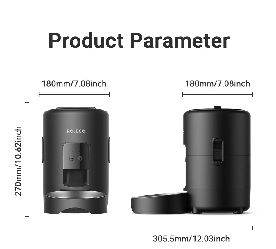 ROJECO Automatic Cat Feeder 2L Smart Dog Food Kibble Dispenser WiFi App Remote Control Timed Auto Pet Feeder For Puppy Kitten