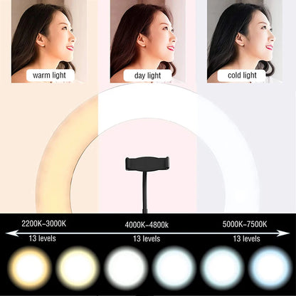 12 inch LED Ring light Photography Lighting Phone Ringlight With Tripod Stand USB Round Fill Lamp for Youtube Phone Video Live