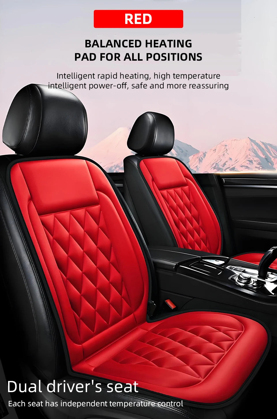 12V Universal Car Heated Seats Cushion Fast Heating Car Seat Covers Warm Winter Car Accessories Heating Pads Available Black＆Red