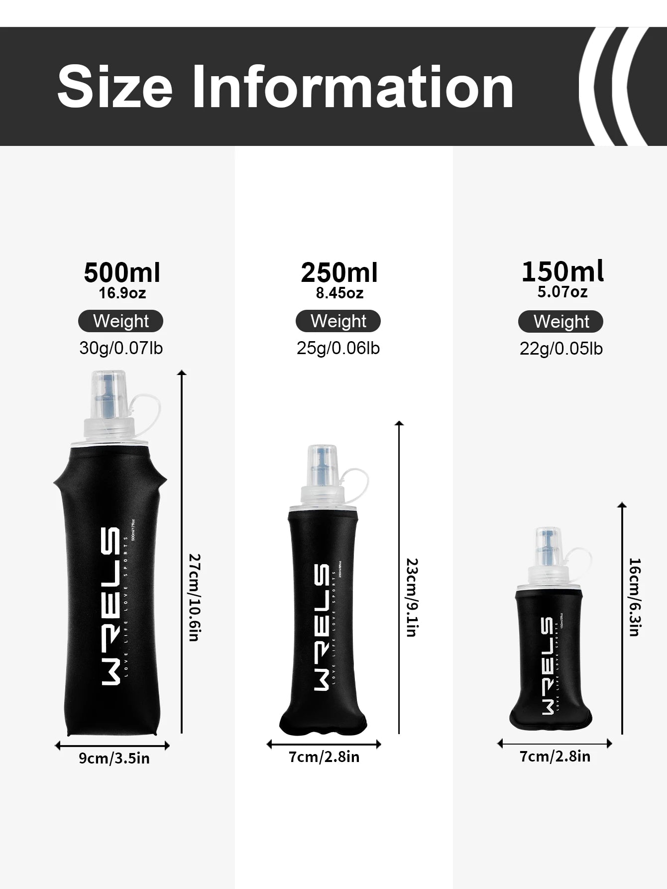 WRELS Sports Water Bottle Large Capacity Motivational Portable Water bottle Outdoor Sport Fitness BPA Free Folding Water Bottle