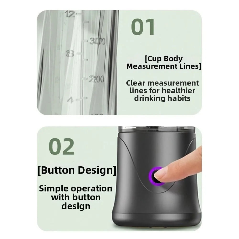 Portable 450ML Capacity Mini Blender Cup USB Charging Plastic Electric Fruit Juicer Cordless Small Fruit Extractor Cup Office