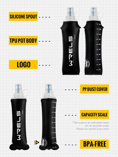 WRELS Sports Water Bottle Large Capacity Motivational Portable Water bottle Outdoor Sport Fitness BPA Free Folding Water Bottle