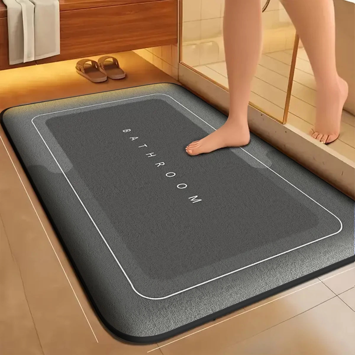 Simple flannel bathroom mat furry shower room non-slip floor mat thick sponge toilet absorbent floor mat bedroom door mat
