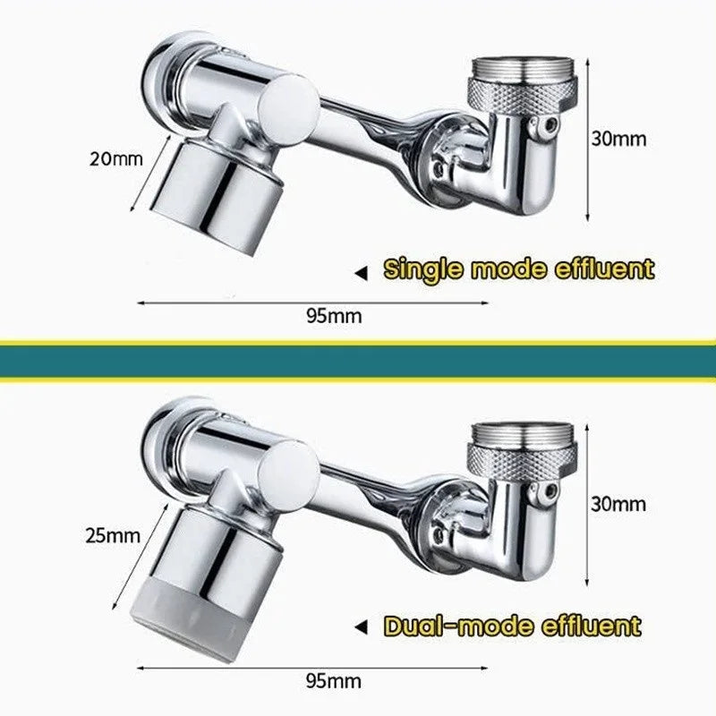 1080° Rotatable Faucet Extender Sprayer Head 2 Modes Universal Bathroom Tap Extend Adapter Aerator