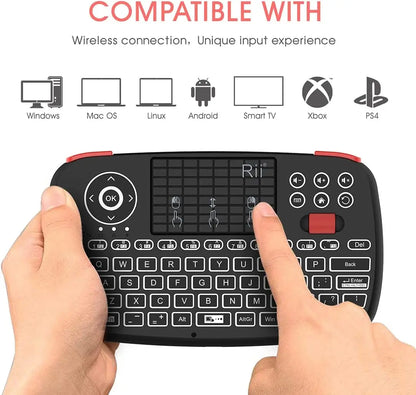 Rii i4 Mini Bluetooth Wireless Keyboard With Touchpad 2.4GHz Backlit Mouse Remote Control For Windows Android TV Box Smart TV