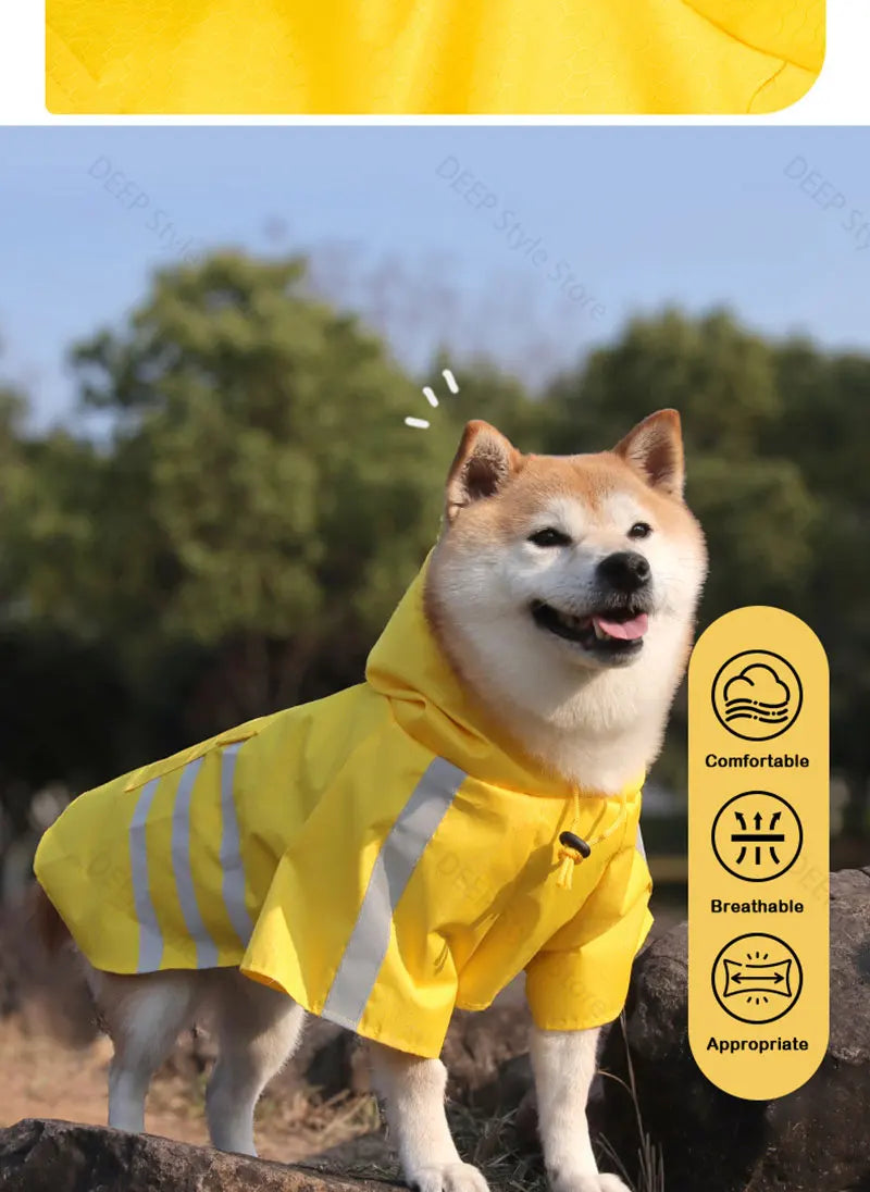 2026 New Waterproof Reflective Dog Raincoat Hooded Summer Lightweight Puppy Rain Poncho Outdoor Pet Rain Jacket For Small Dogs